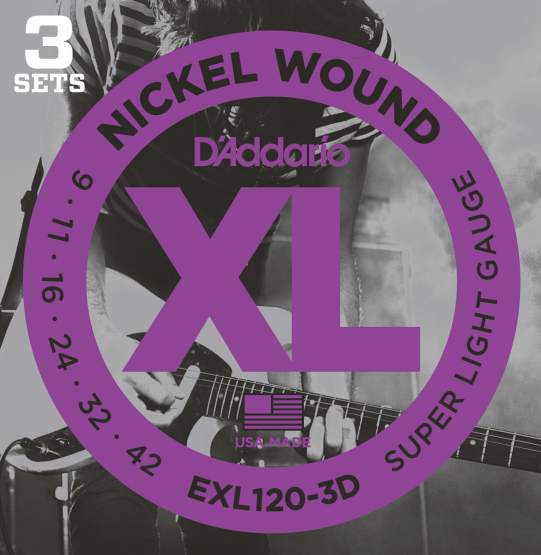 Daddario EXL120-3D Saitensatz für E-Gitarre 3er Pack 
